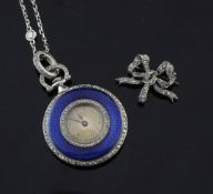 A late 19th/early 20th century French Belle Epoque 18ct white gold, rose cut diamond and blue