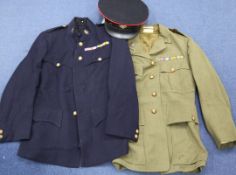 A WWI British military uniform, East Surrey Regiment for Captain W Corker, with badges and buttons