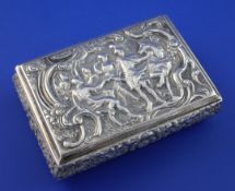A George IV silver snuff box by Thomas Shaw, of rectangular bombe shape, with engraved inscription