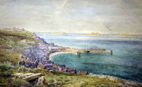 Arthur Suker (1859-?)watercolour,St Marys, Scilly Isles,signed,15 x 23.5in.