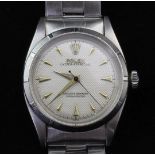 A gentleman's late 1950's stainless steel Rolex Oyster Perpetual wrist watch, with honeycomb dial