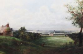 A. Richoil on canvas,The Royal Naval College, Greenwich, from the Royal Observatory,signed and dated