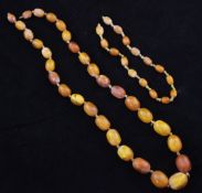 A single strand graduated amber bead necklace, (a.f.), gross weight 30 grams, 28in.