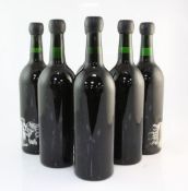 Six bottles of Quinta do Noval 1966, bottled by Block & Block, embossed plastic capsules, no labels,