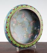 A Chinese cloisonne enamel compressed circular bowl, early 20th century, decorated with flowers