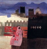 § Mary Fedden (1915-2012)gouache,Mother and child in the street, North Africa,signed and dated