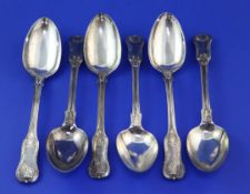 A set of six George IV silver double struck King's pattern table spoons, Richard Pearce, London,
