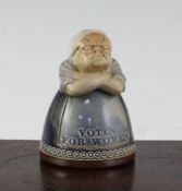 Suffragette Movement Interest: A Royal Doulton stoneware figural inkwell and cover, early 20th