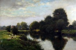 James Whaite (fl.1867-1896)oil on canvas,'The Avon at Stratford',signed,12.5 x 19in. unframed.