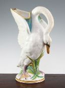 A Wedgwood earthenware 'swan' jug, mid 19th century, modelled as a swan, the handle formed as its