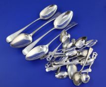 Four late 18th/early 19th century silver Old English pattern tablespoons, together with twenty