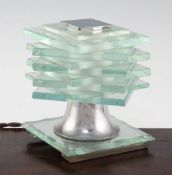 A Maison Desny Art Deco glass cubist desk lamp, unmarked, 5.5in.