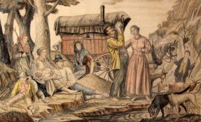 Job Nixon (1891-1938)pencil and watercolour,'Gypsies', signed,7.25 x 11.75in (image size)