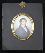 Sir William Charles Ross (1794-1860)oil on ivory,Miniature self portrait,monogrammed,3 x 2.25in.