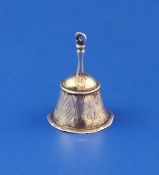 An early 20th century? continental silver hand bell, with wrigglework foliate and geometric