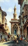 Edwin Lord Weeks (1849-1903)watercolour,Cairo street scene,monogrammed,9 x 5.75in.