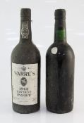 Two bottles of vintage port including one Taylor 1966, low neck, embossed plastic capsule, shipper