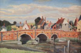 Job Nixon (1891-1938)oil on canvas,'Bridge at Manningtree'signed,12 x 18in