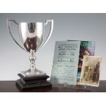 Boxing Interest: The Matt Wells Cup, dated September 14th 1930, won by George Macham at The Ring,