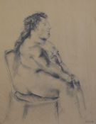 After Fernando Botero (1932-)pencil,Study of a seated woman,bears signature,12 x 9.75in.