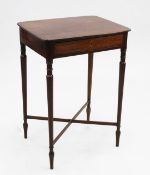 An early 19th century mahogany and ebony line inlaid rectangular side table, with single frieze