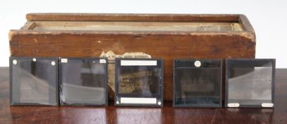A collection World War I magic lantern glass slides, mainly relating to the Ruhleben internment