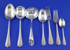 A part canteen of George V silver Jesmond? pattern flatware, comprising seventy three items, O.