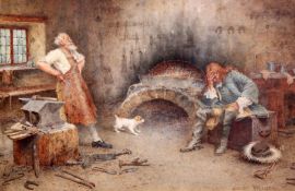 John Arthur Lomax (1857-1923)pair of watercolours,The Blacksmith's Forge,signed,10.5 x 15.5in.