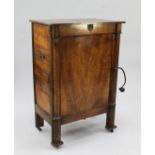 A 19th century French mahogany barrel organ, the front with ormolu mounted side pilasters, the
