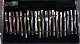 A pen collector's case containing 20 assorted Swan fountain pens