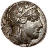 Attica, Athens. Silver Tetradrachm (17.1 g), ca. 454-404 BC. Helmeted head of Athena right,