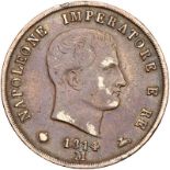 Italian States: Kingdom of Italy. 5 Lire, 1814-M. Pagani-32; KM-10.4. Napoleon I. Fine to Very Fine.