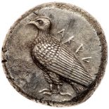 Sicily, Akragas. Silver Drachm (8.4 g), ca. 495-480 BC. AKRA, eagle standing left. Reverse: C (