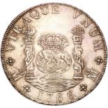 Mexico. 8 Reales, 1766Mo MF. Eliz-66; KM-105. Charles III. Pillar type. Altered Surface. Sharpness