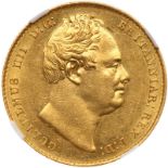 Great Britain. Sovereign, 1837. S.3829B; Fr-383; KM-717. William IV. Bare head portrait of King