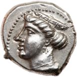 Pontos, Amisos. Silver Siglos (5.6 g), ca. 435-370 BC. Demo, magistrate. Head of Hera left,