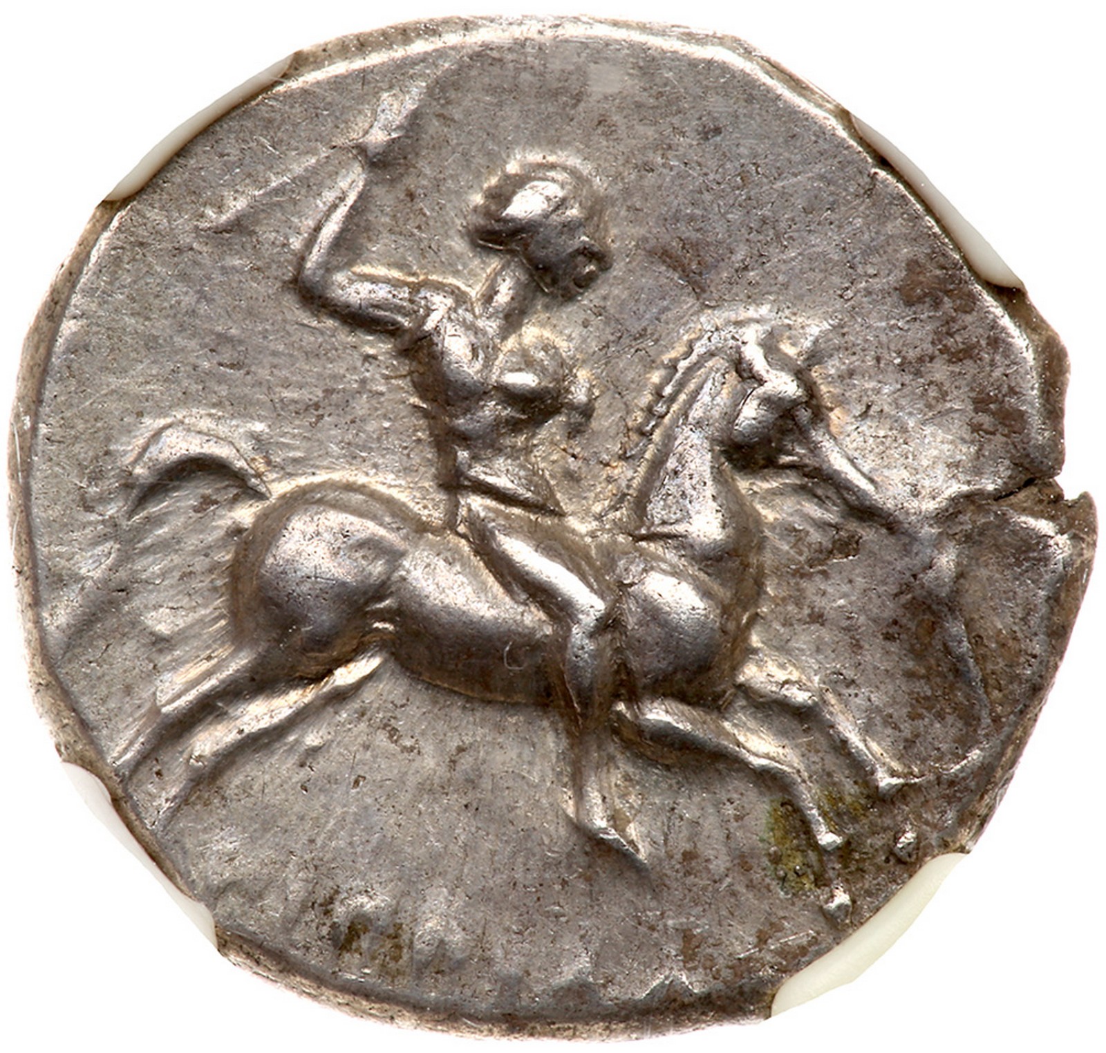 Calabria, Tarentum/Taras. Silver Didrachm (6.51 g), ca. 302-280 BC. Hippodanos, magistrate. ,