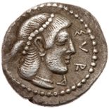 Sicily, Syracuse. Second Democracy. Silver Litra (0.7 g), ca. 466-460 BC. Head of Artemis-Arethusa