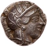 Attica, Athens. Silver Tetradrachm (17.17 g), ca. 454-404 BC. Helmeted head of Athena right, frontal