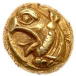 Ionia, Phokaia. Electrum 1/24 Stater (0.7 g), ca. 600-500 BC. Griffin head left. Reverse: Incuse