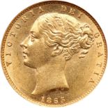 Great Britain. Sovereign, 1863. S.3853; Fr-387i; KM-736.2. Victoria. Shield reverse with die