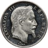 France. Platinum 50 Francs, 1862-A. As Fr-582; as KM-804.1. Weight 15.9 grams. Napoleon III.