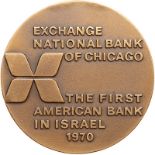 Israel. Giant Hoard: Exchange National Bank of Chicago, The First American Bank in Israel Bronze