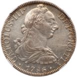 Mexico. 8 Reales, 1786-Mo FM. Eliz-98; KM-106.2a. Charles III. Brilliant mint luster. NGC graded