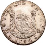 Mexico. 8 Reales, 1764-Mo MF. Eliz-61; KM-105. Charles III. Pillar type. NGC graded About