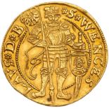 German States: Breslau. Ducat, 1553. Fr-445. City coinage. Arms. Reverse :; St. Wenceslas. NGC