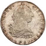 Guatemala. 8 Reales, 1789-NG M. Eliz-44; KM-45. Charles IV. Transitional period with bust of Charles