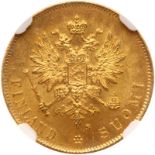 Finland. 10 Markkaa, 1913-S. Fr-6; KM-8.2. Nicholas II. Crowned imperial double headed eagle. NGC