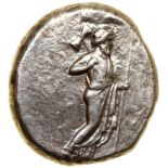 Carian Satraps. Hekatomnos. Silver Tetradrachm (14.7 g), 395-377 BC. Zeus Stratios or Labraundos