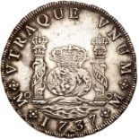 Mexico. 8 Reales, 1737-Mo MF. Eliz-12; KM-103. Philip V. Pillar type. NGC graded About Uncirculated,